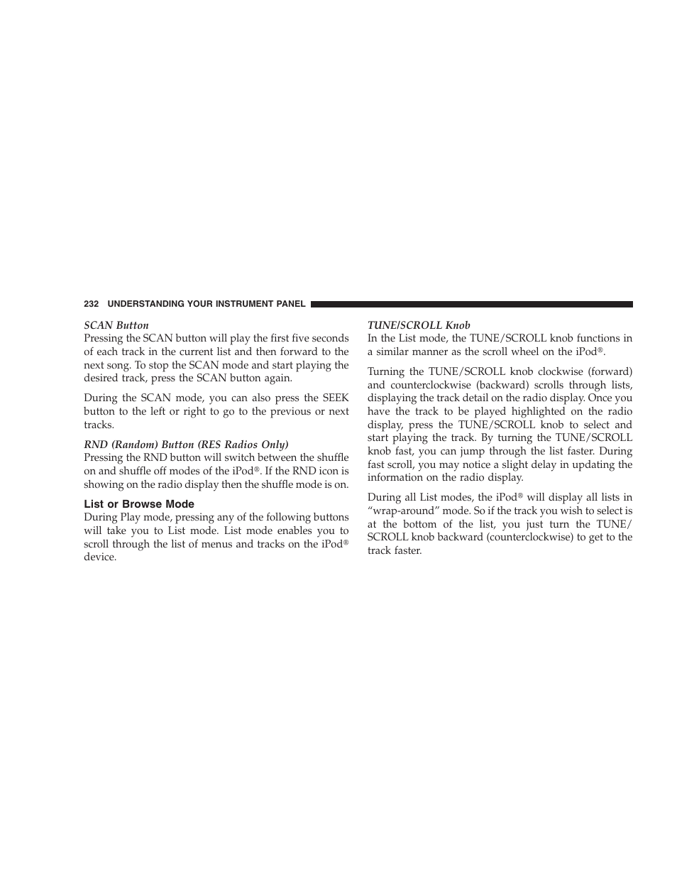 List or browse mode | Chrysler 2008 Sebring Sedan User Manual | Page 234 / 494