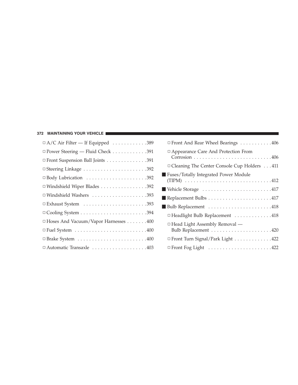 Chrysler 2008 Sebring Sedan User Manual | Page 374 / 494