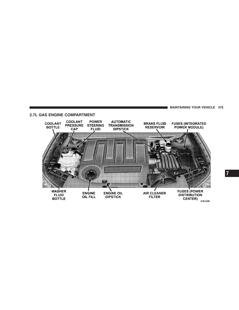 7l gas engine compartment | Chrysler 2008 Sebring Sedan User Manual | Page 377 / 494