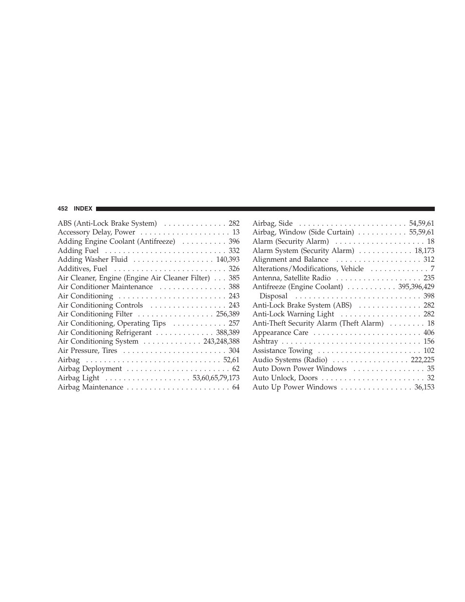 Chrysler 2008 Sebring Sedan User Manual | Page 454 / 494