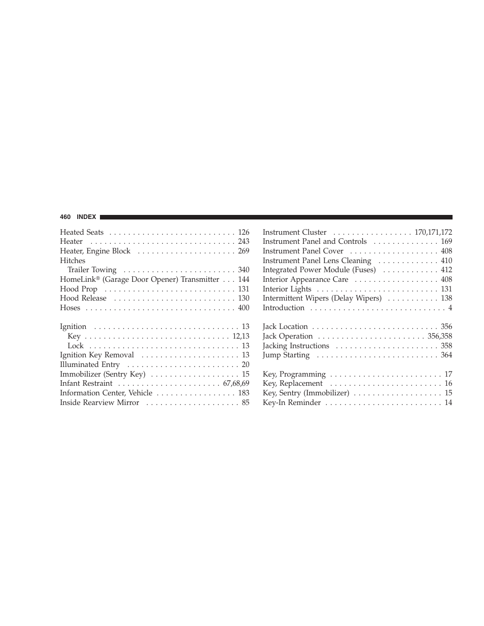 Chrysler 2008 Sebring Sedan User Manual | Page 462 / 494