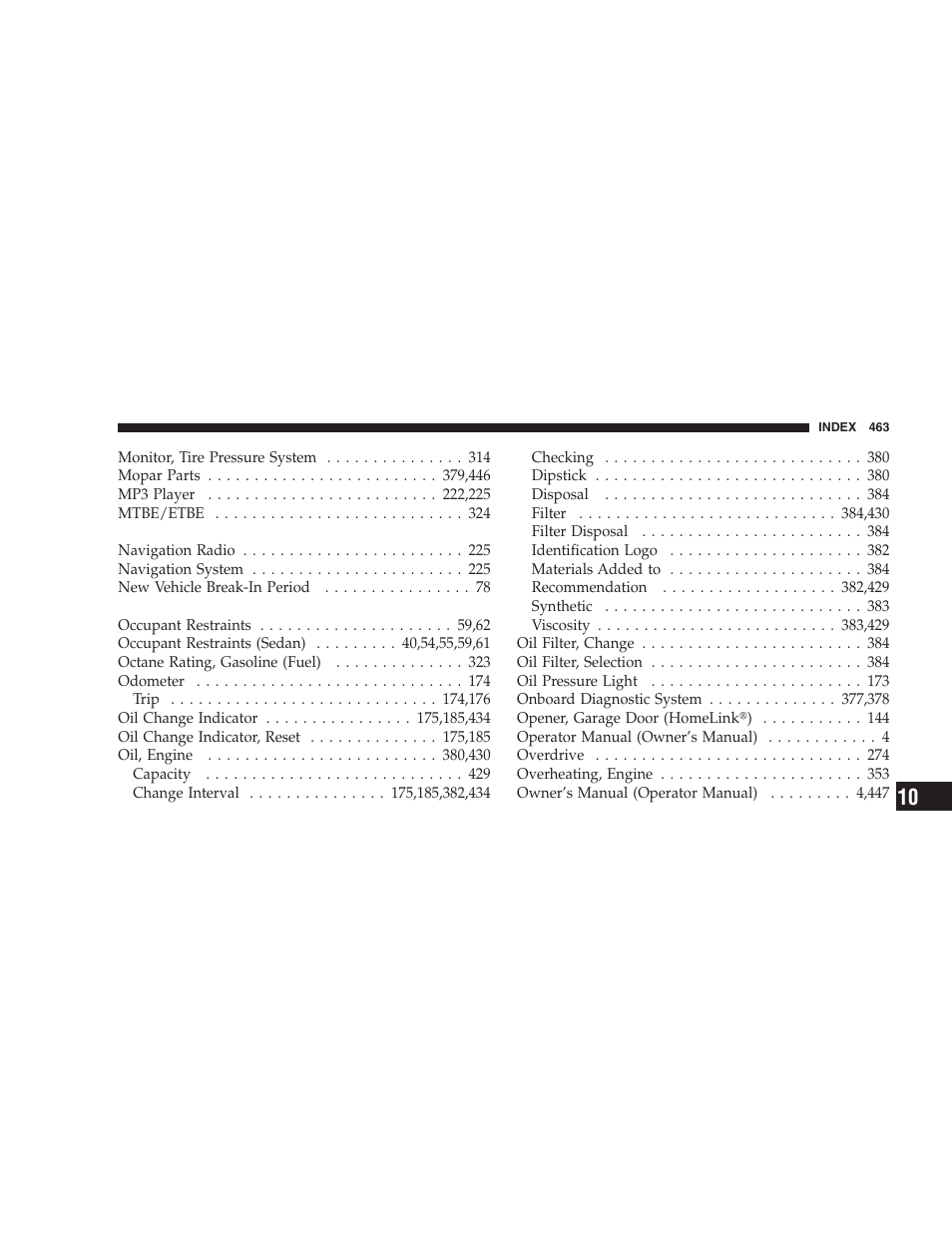 Chrysler 2008 Sebring Sedan User Manual | Page 465 / 494