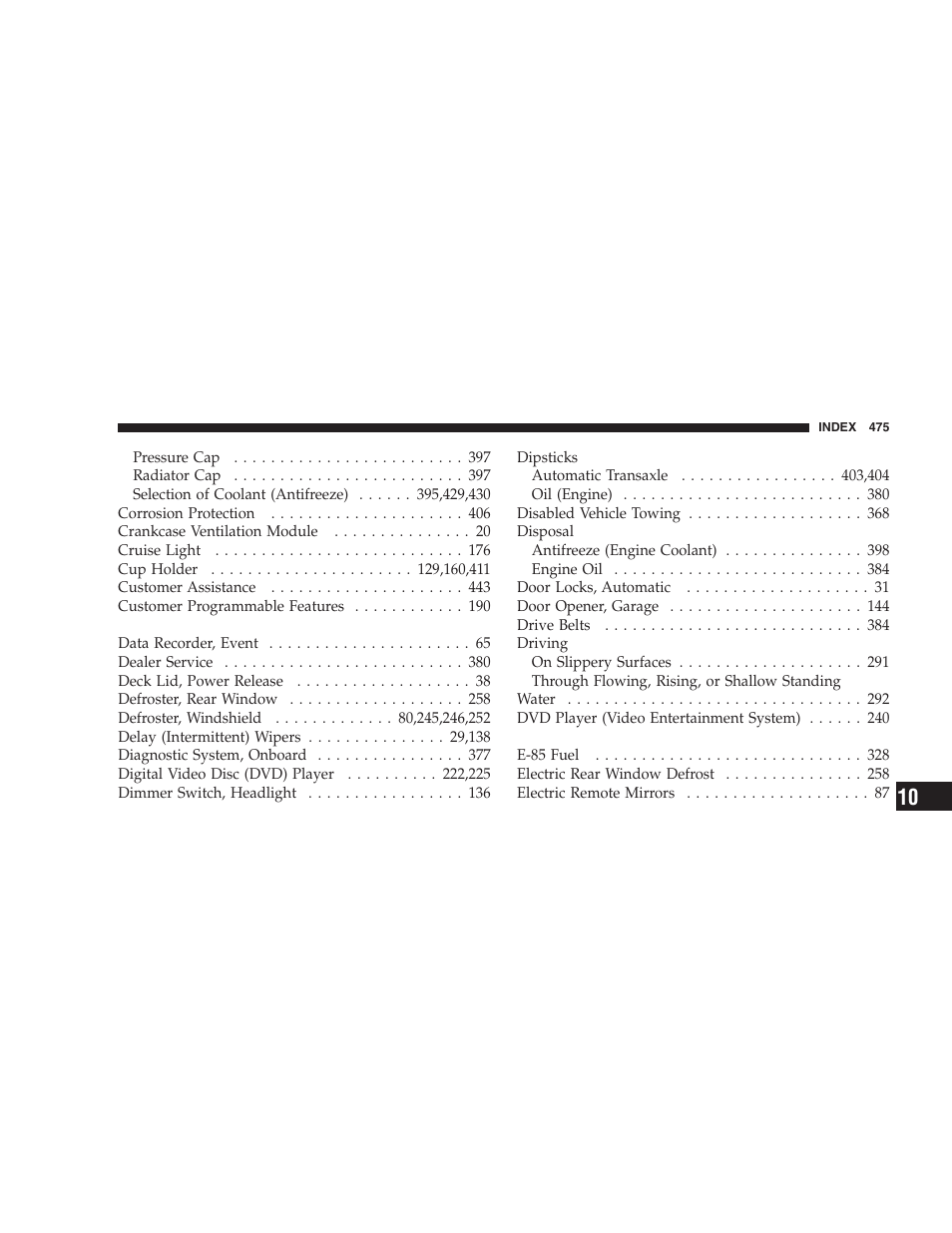 Chrysler 2008 Sebring Sedan User Manual | Page 477 / 494