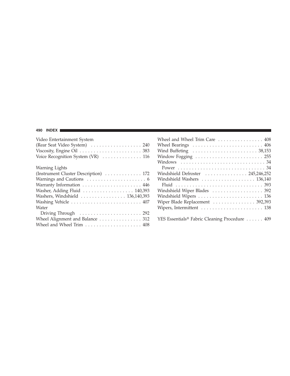 Chrysler 2008 Sebring Sedan User Manual | Page 492 / 494