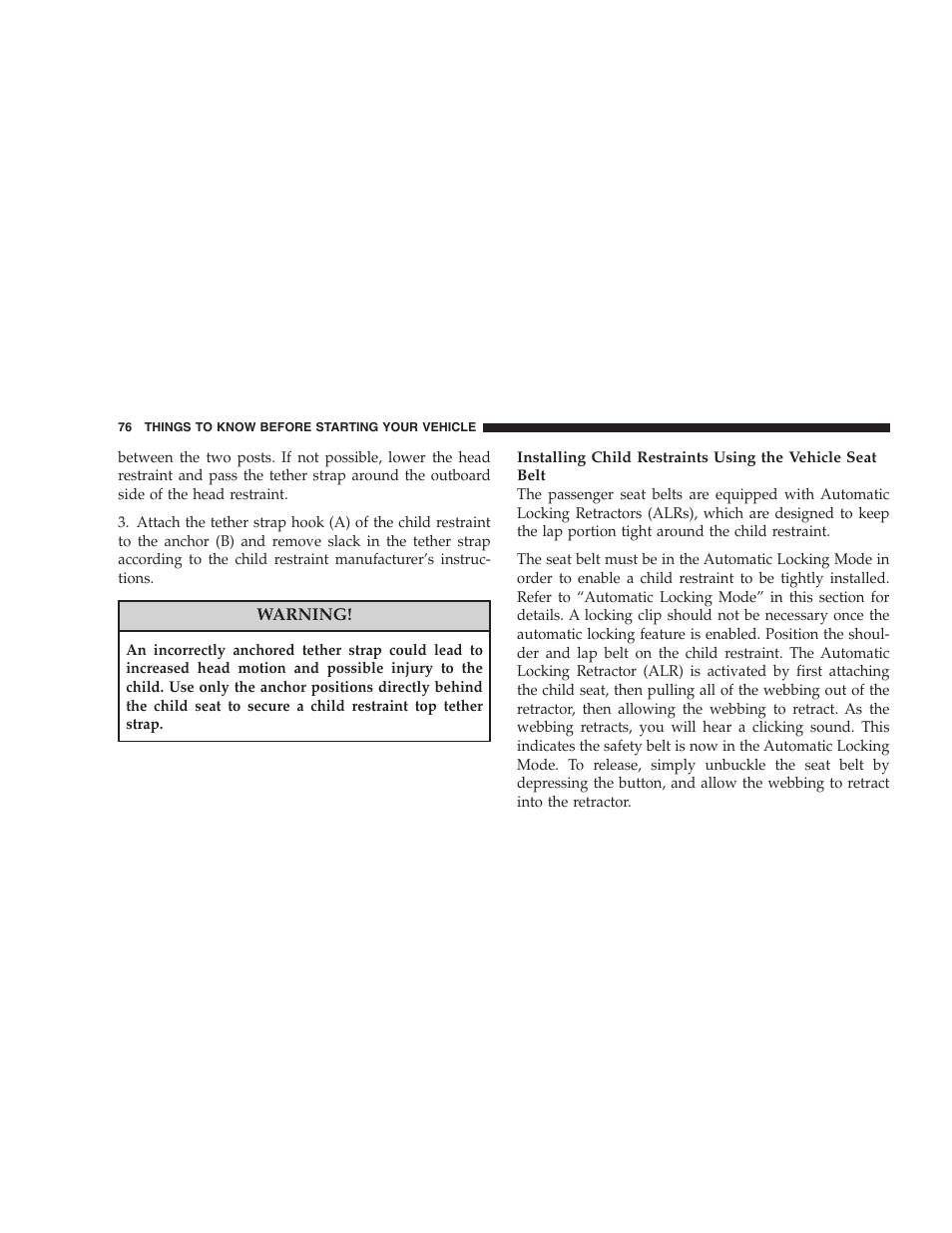 Chrysler 2008 Sebring Sedan User Manual | Page 78 / 494