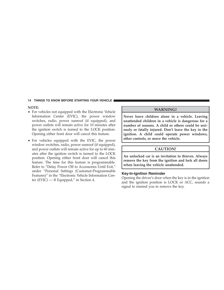 Key-in-ignition reminder | Chrysler 2009 300 - Owner Manual User Manual | Page 16 / 526