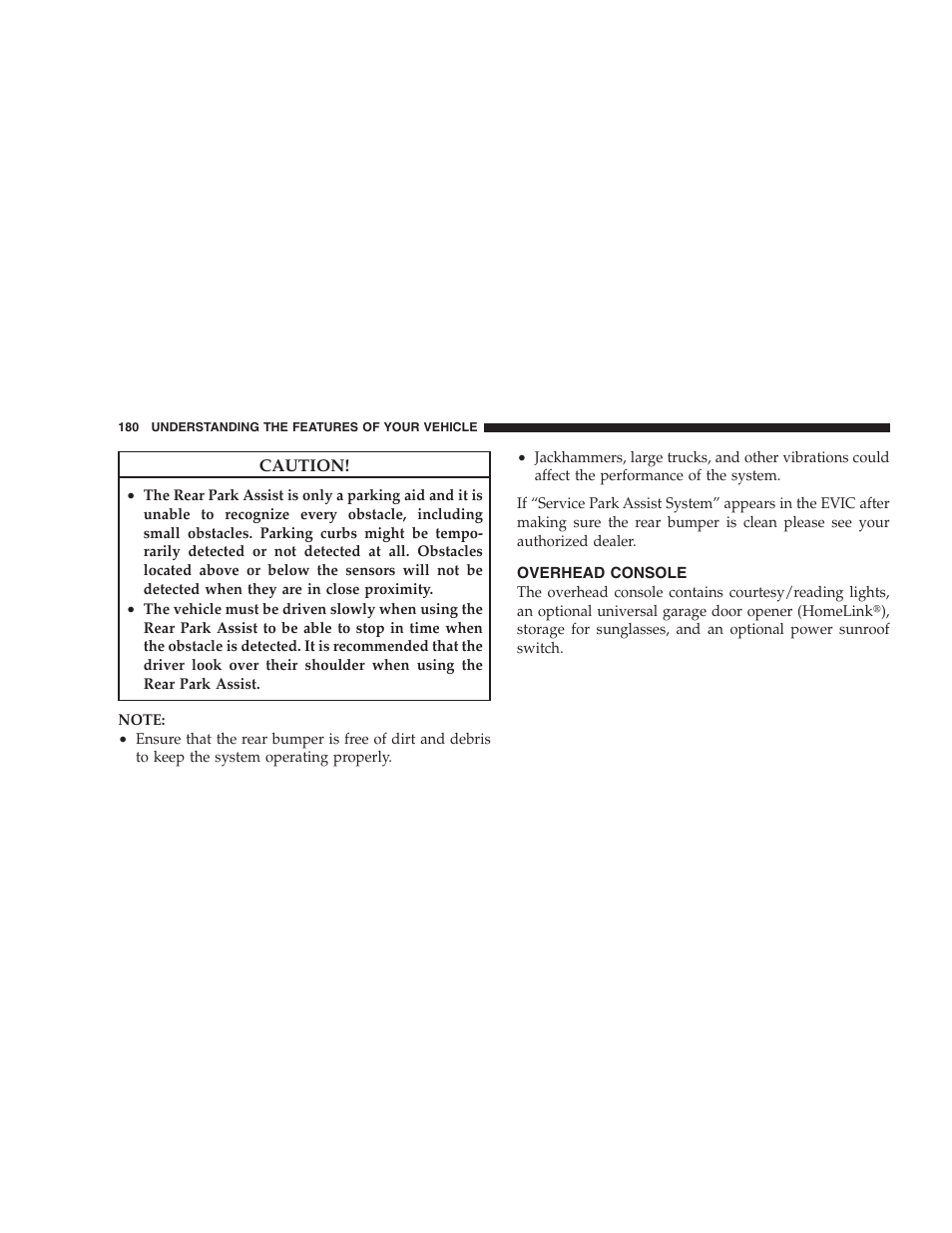 Overhead console | Chrysler 2009 300 - Owner Manual User Manual | Page 182 / 526