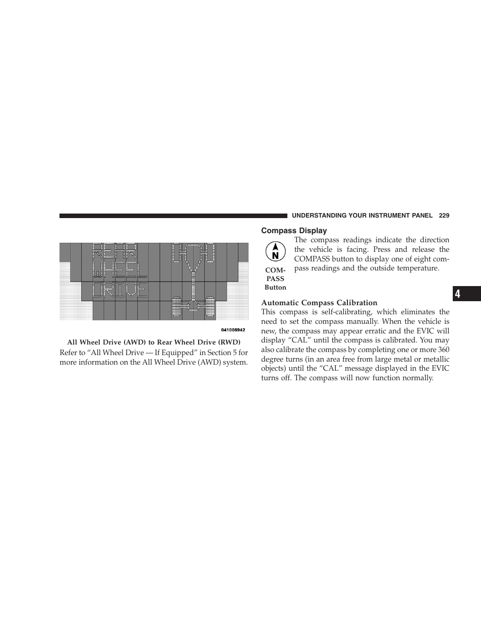 Compass display | Chrysler 2009 300 - Owner Manual User Manual | Page 231 / 526