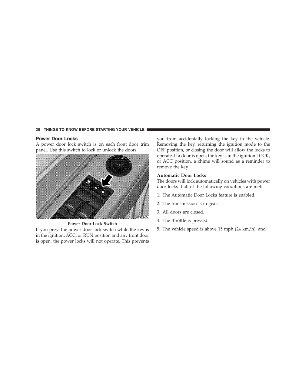 Power door locks | Chrysler 2009 300 - Owner Manual User Manual | Page 32 / 526
