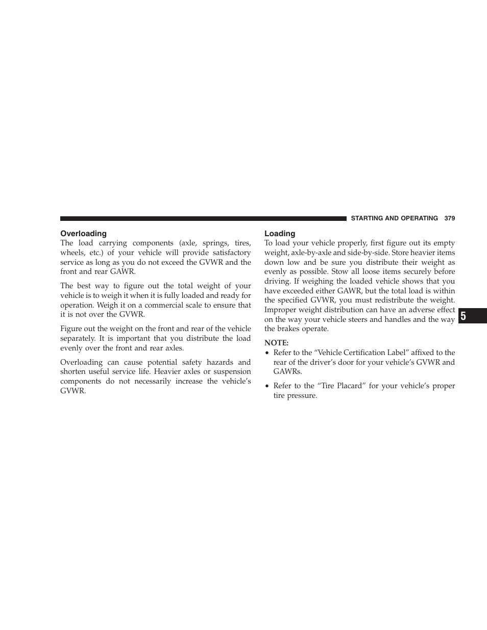 Overloading, Loading, Trailer towing | Common towing definitions | Chrysler 2009 300 - Owner Manual User Manual | Page 381 / 526