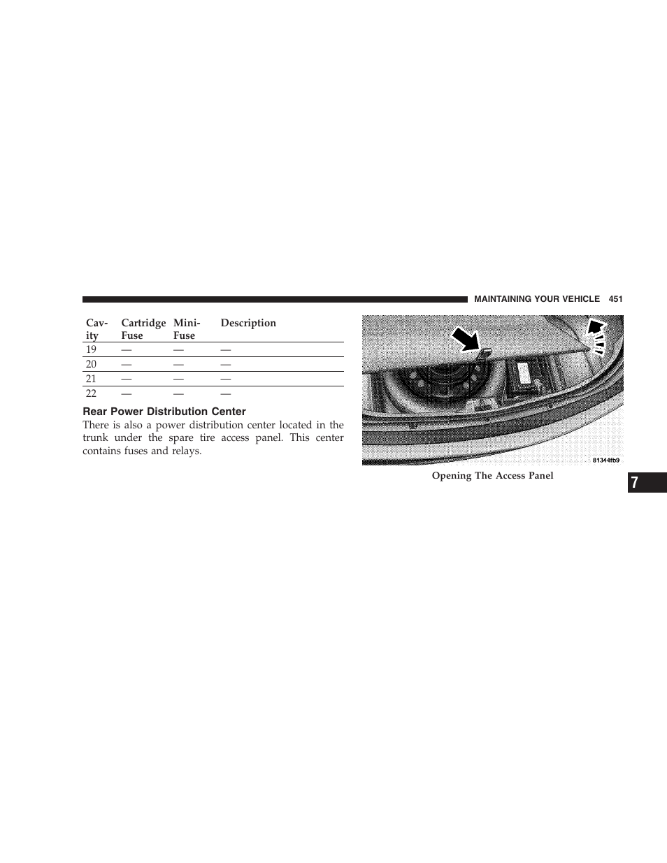 Rear power distribution center | Chrysler 2009 300 - Owner Manual User Manual | Page 453 / 526