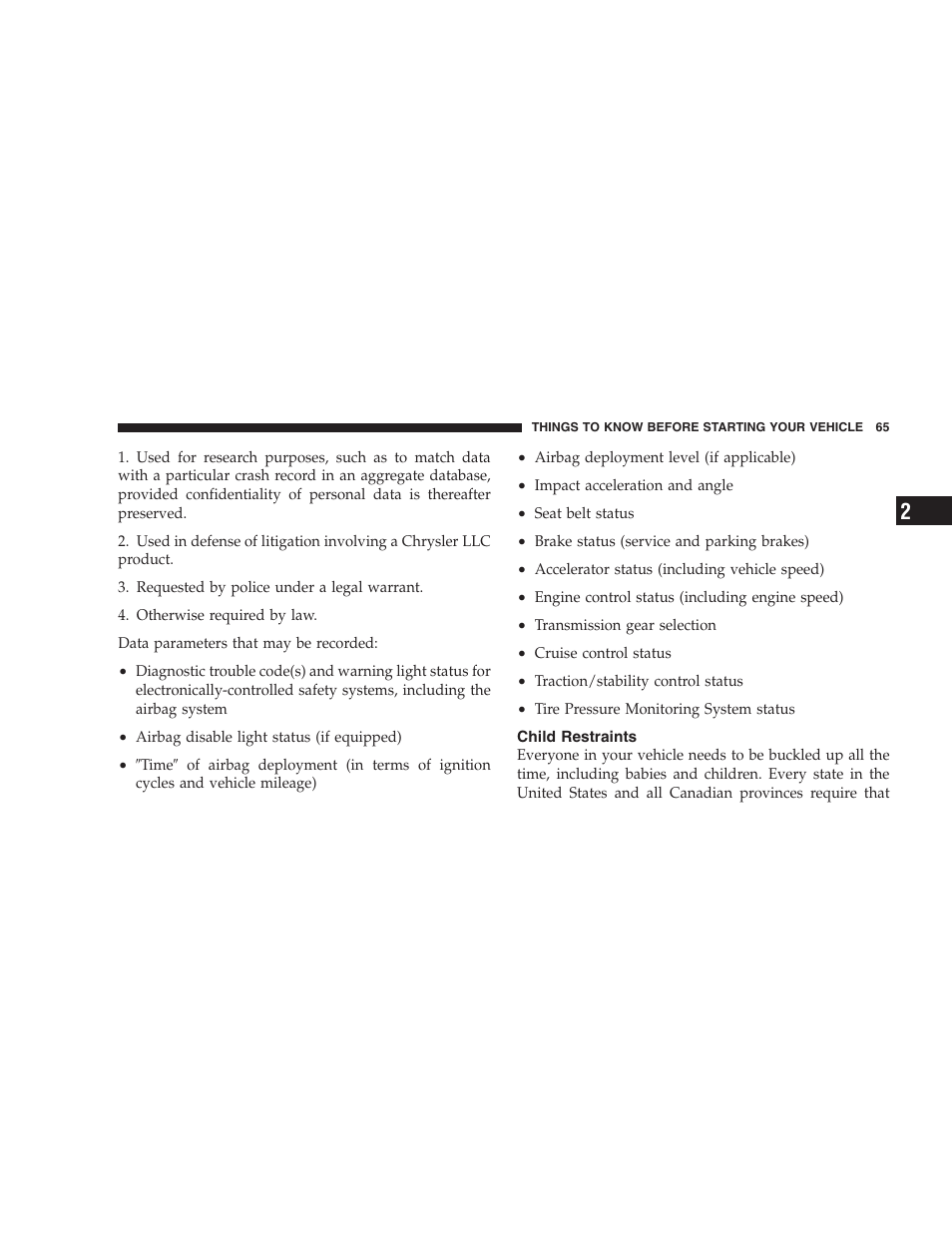 Child restraints | Chrysler 2009 300 - Owner Manual User Manual | Page 67 / 526