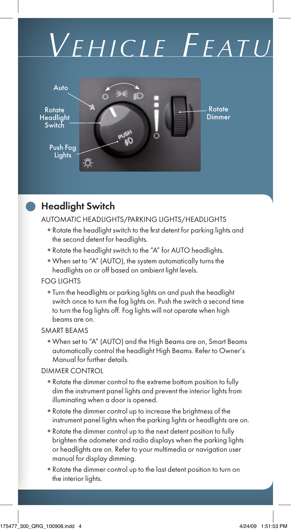 Chrysler 2009 300 - Quick Reference Guide User Manual | Page 4 / 12