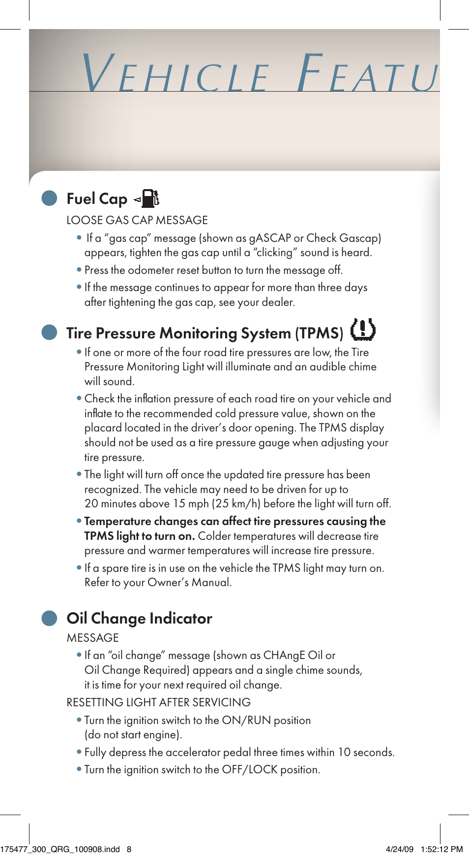 Chrysler 2009 300 - Quick Reference Guide User Manual | Page 6 / 12