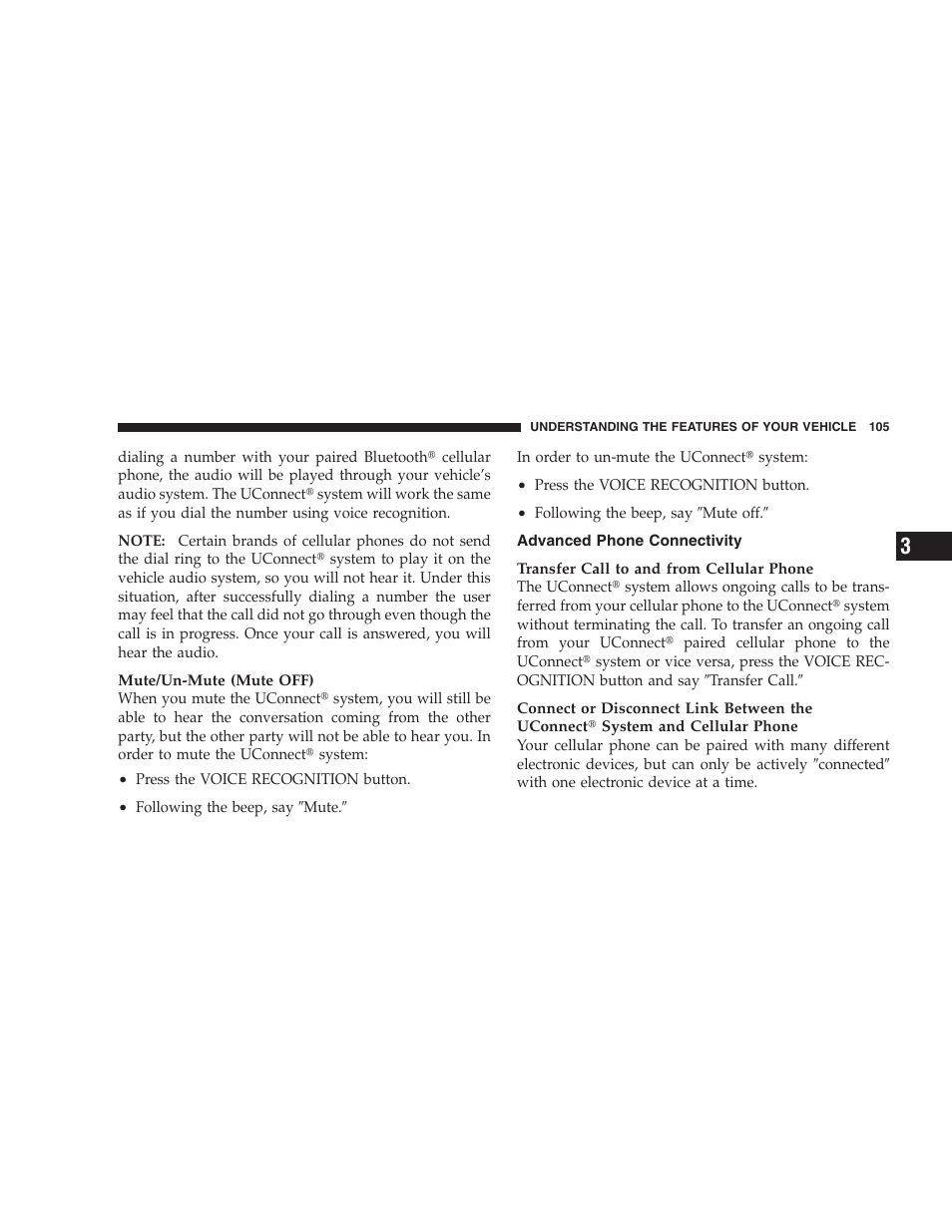 Advanced phone connectivity | Chrysler 2009 300 SRT User Manual | Page 107 / 493