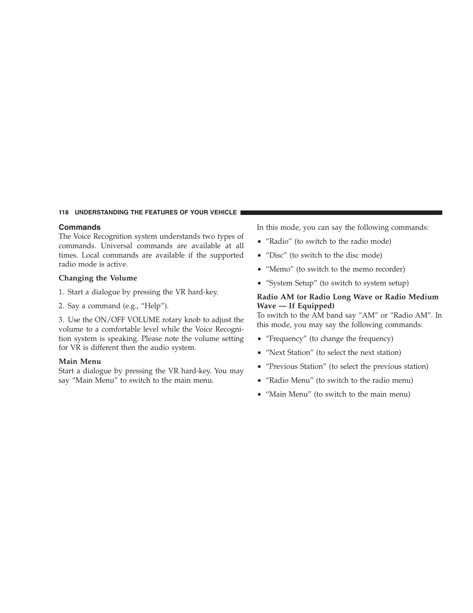 Commands | Chrysler 2009 300 SRT User Manual | Page 120 / 493