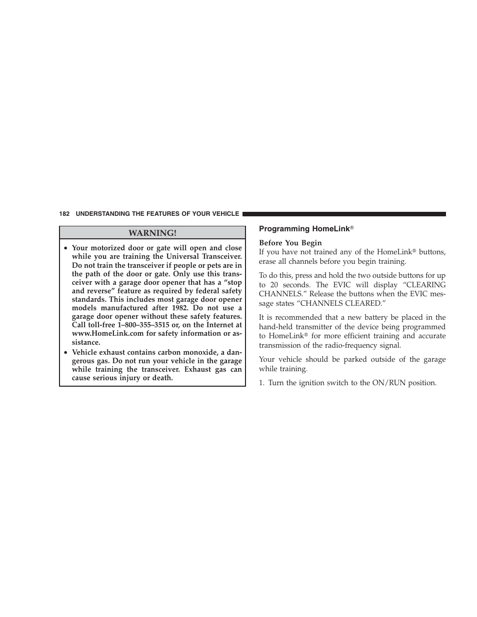 Programming homelink | Chrysler 2009 300 SRT User Manual | Page 184 / 493