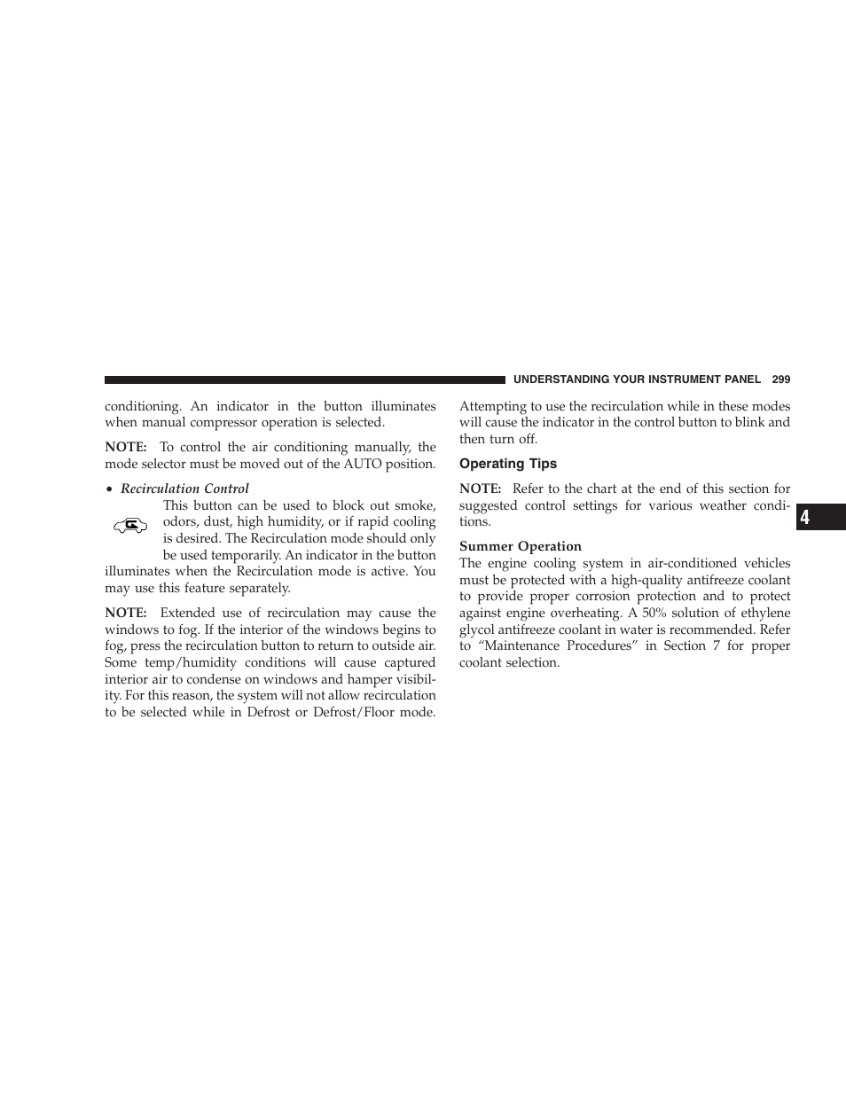 Operating tips | Chrysler 2009 300 SRT User Manual | Page 301 / 493