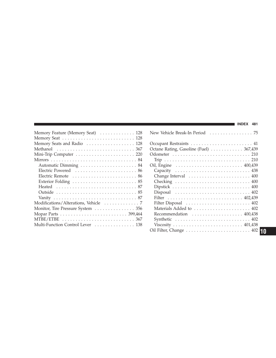 Chrysler 2009 300 SRT User Manual | Page 483 / 493