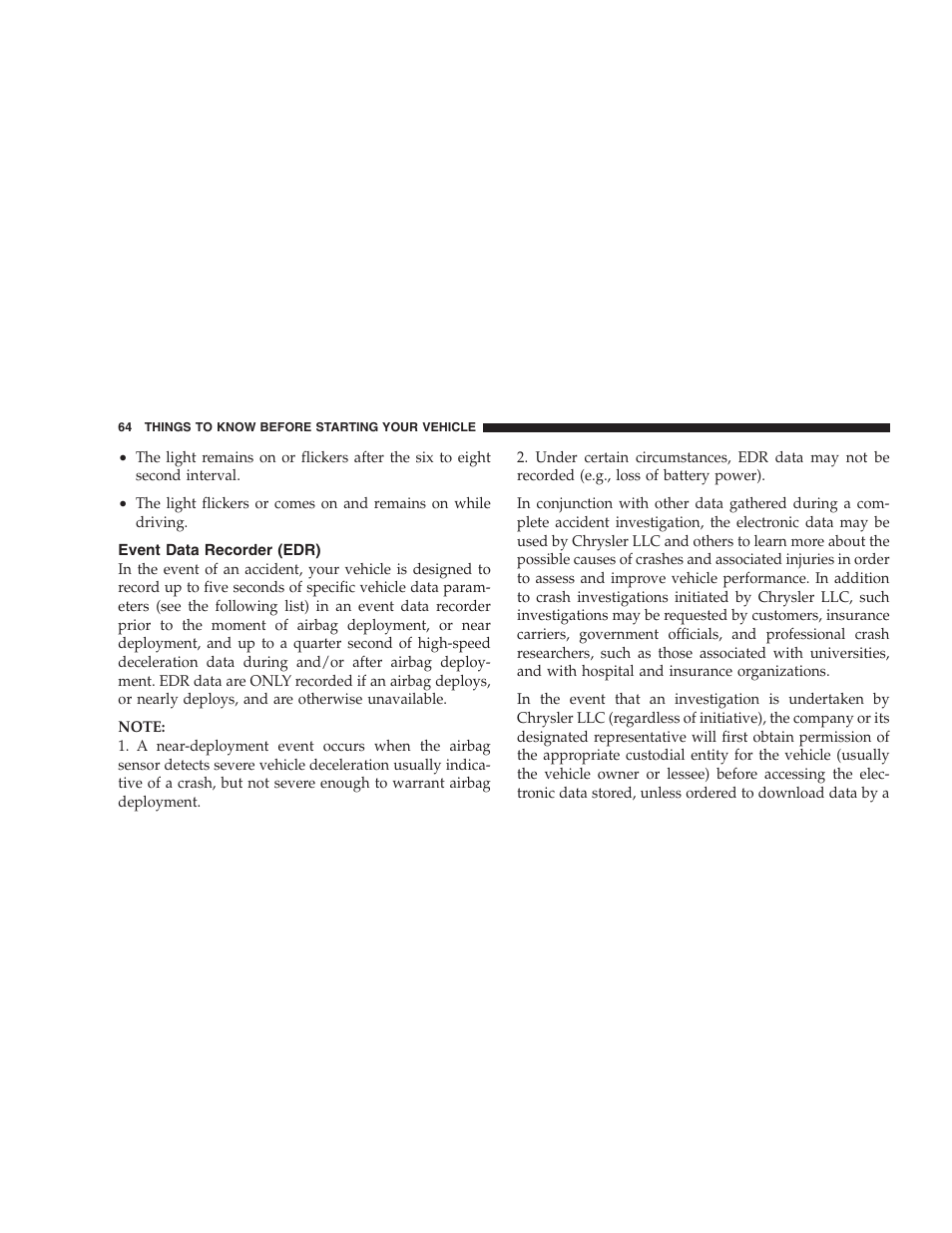 Event data recorder (edr) | Chrysler 2009 300 SRT User Manual | Page 66 / 493