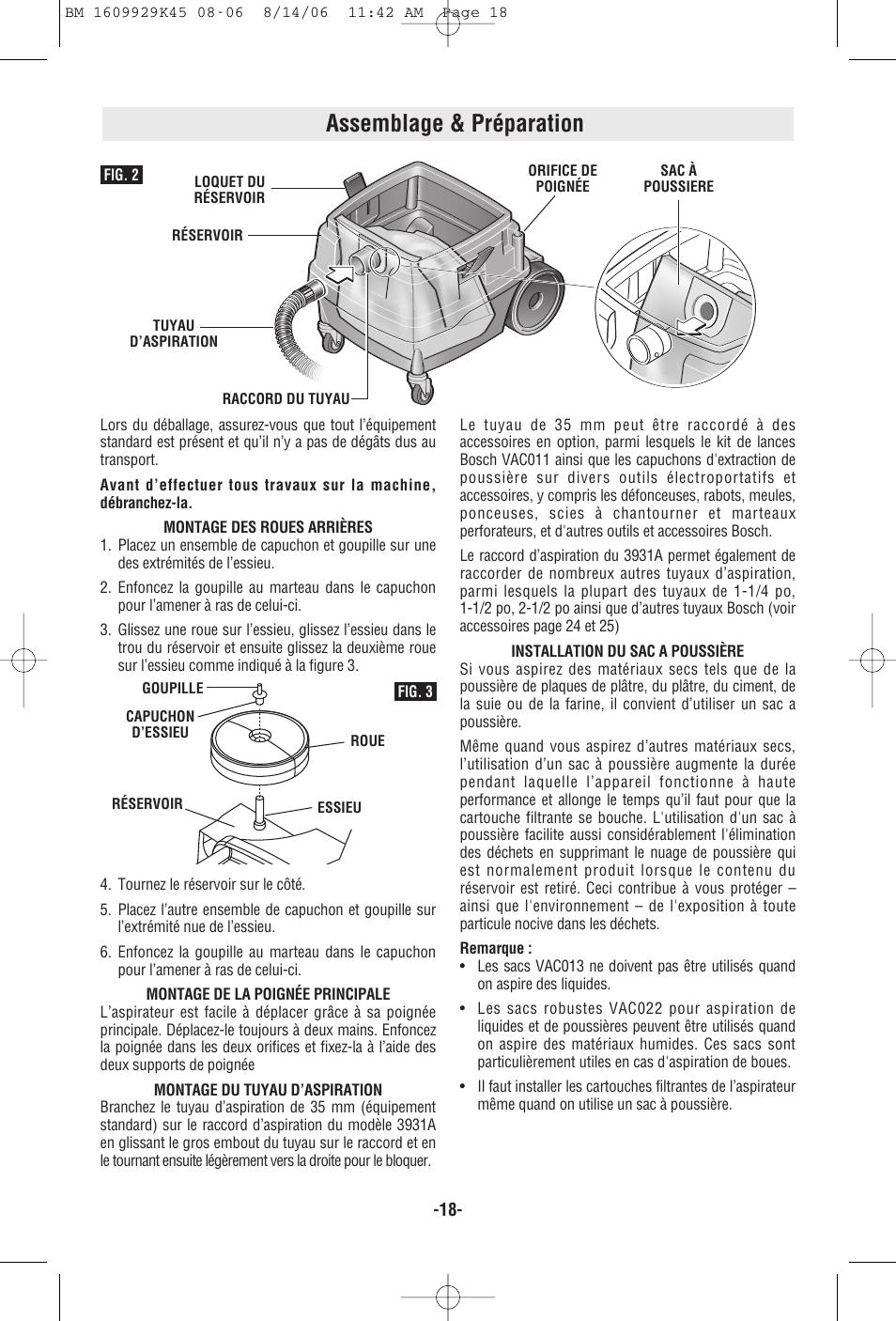 Assemblage & préparation | Bosch 3931A User Manual | Page 18 / 40