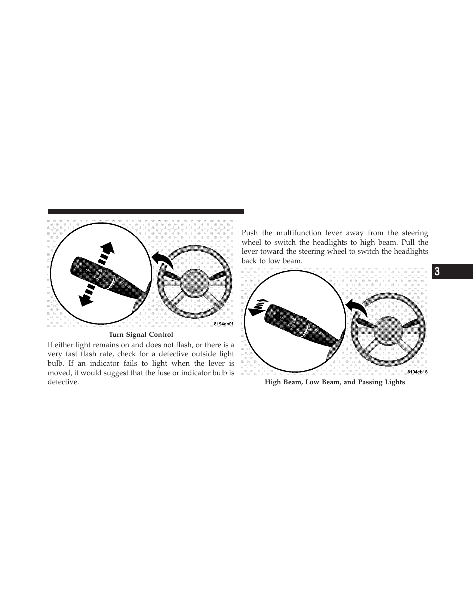 High beam/low beam select switch | Chrysler 2009 PT Cruiser - Owner Manual User Manual | Page 131 / 410