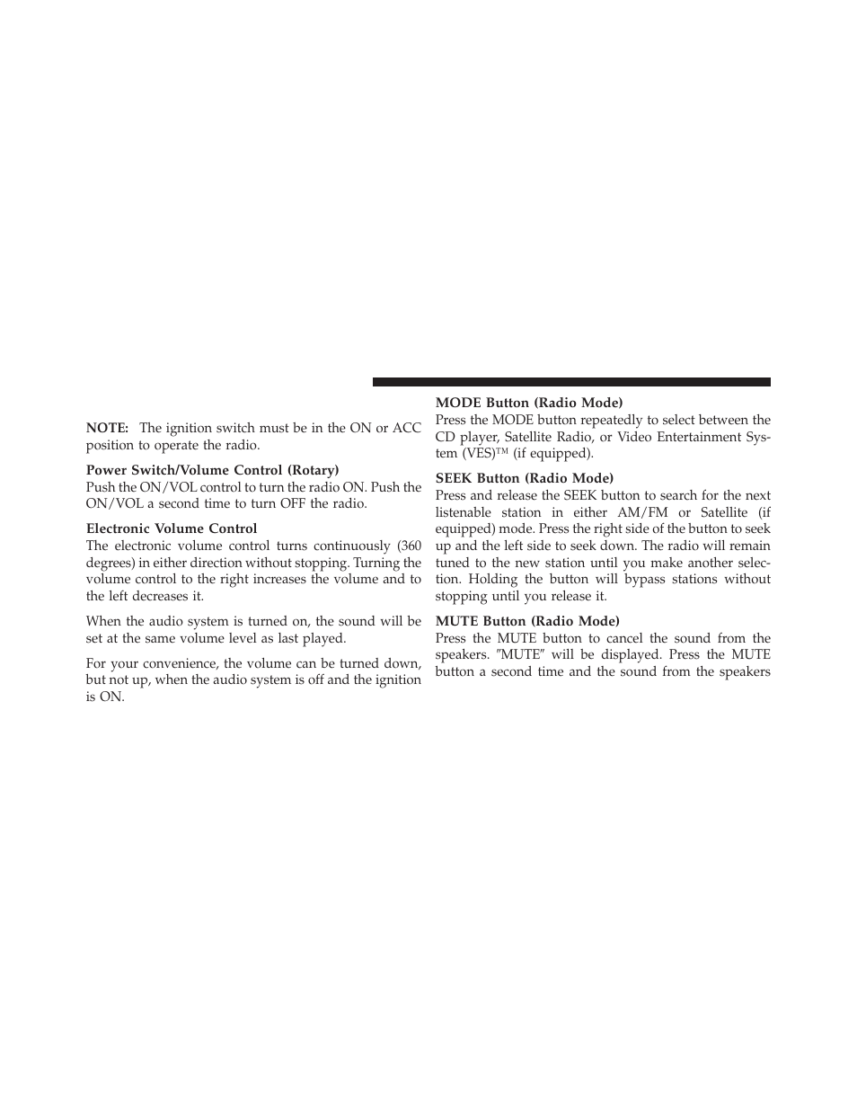 Operating instructions - radio mode | Chrysler 2009 PT Cruiser - Owner Manual User Manual | Page 190 / 410