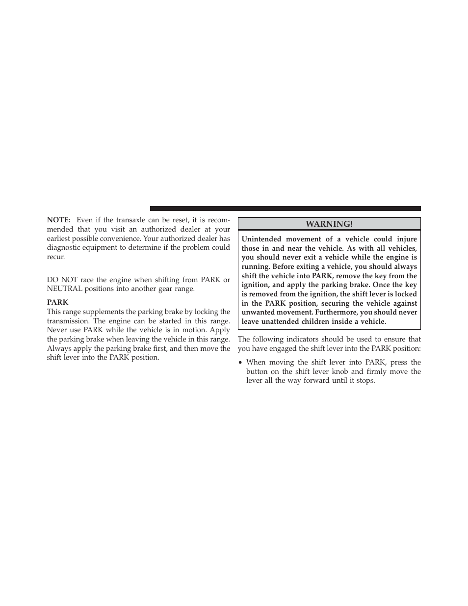 Gear ranges | Chrysler 2009 PT Cruiser - Owner Manual User Manual | Page 234 / 410