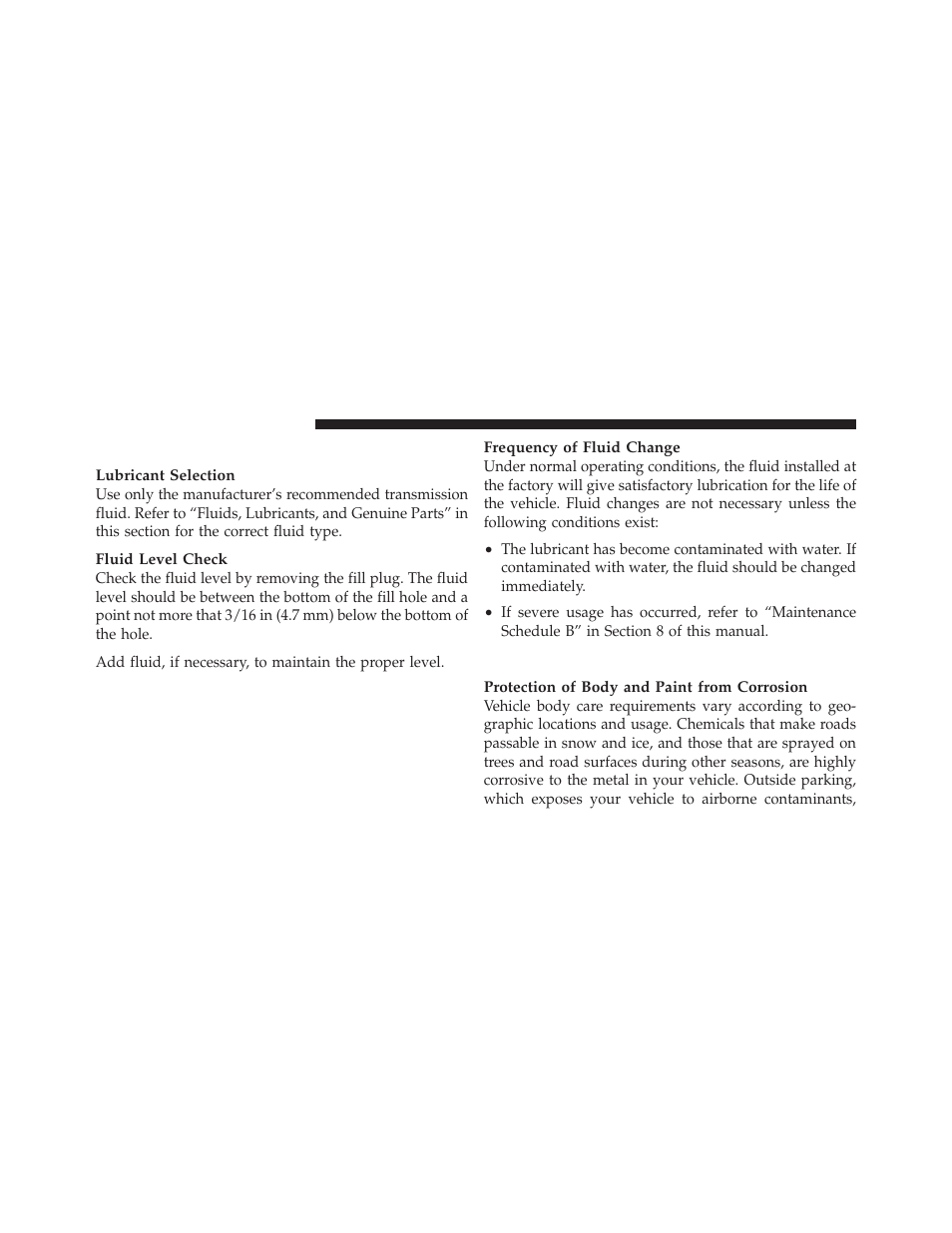 Manual transaxle, Appearance care and protection from corrosion | Chrysler 2009 PT Cruiser - Owner Manual User Manual | Page 336 / 410