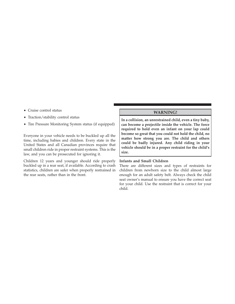 Child restraints | Chrysler 2009 PT Cruiser - Owner Manual User Manual | Page 64 / 410