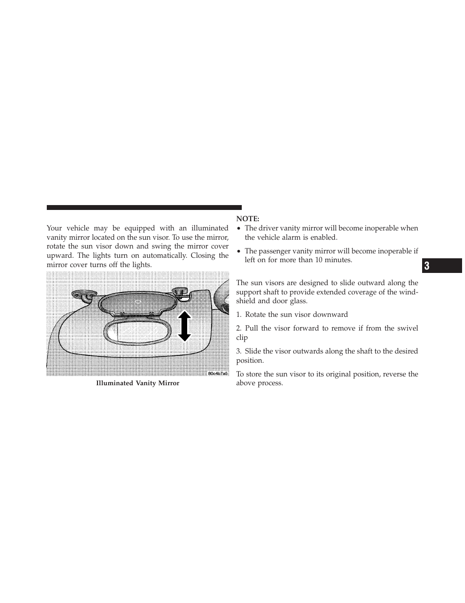 Illuminated vanity mirrors - if equipped, Sun visor sliding feature | Chrysler 2009 PT Cruiser - Owner Manual User Manual | Page 83 / 410