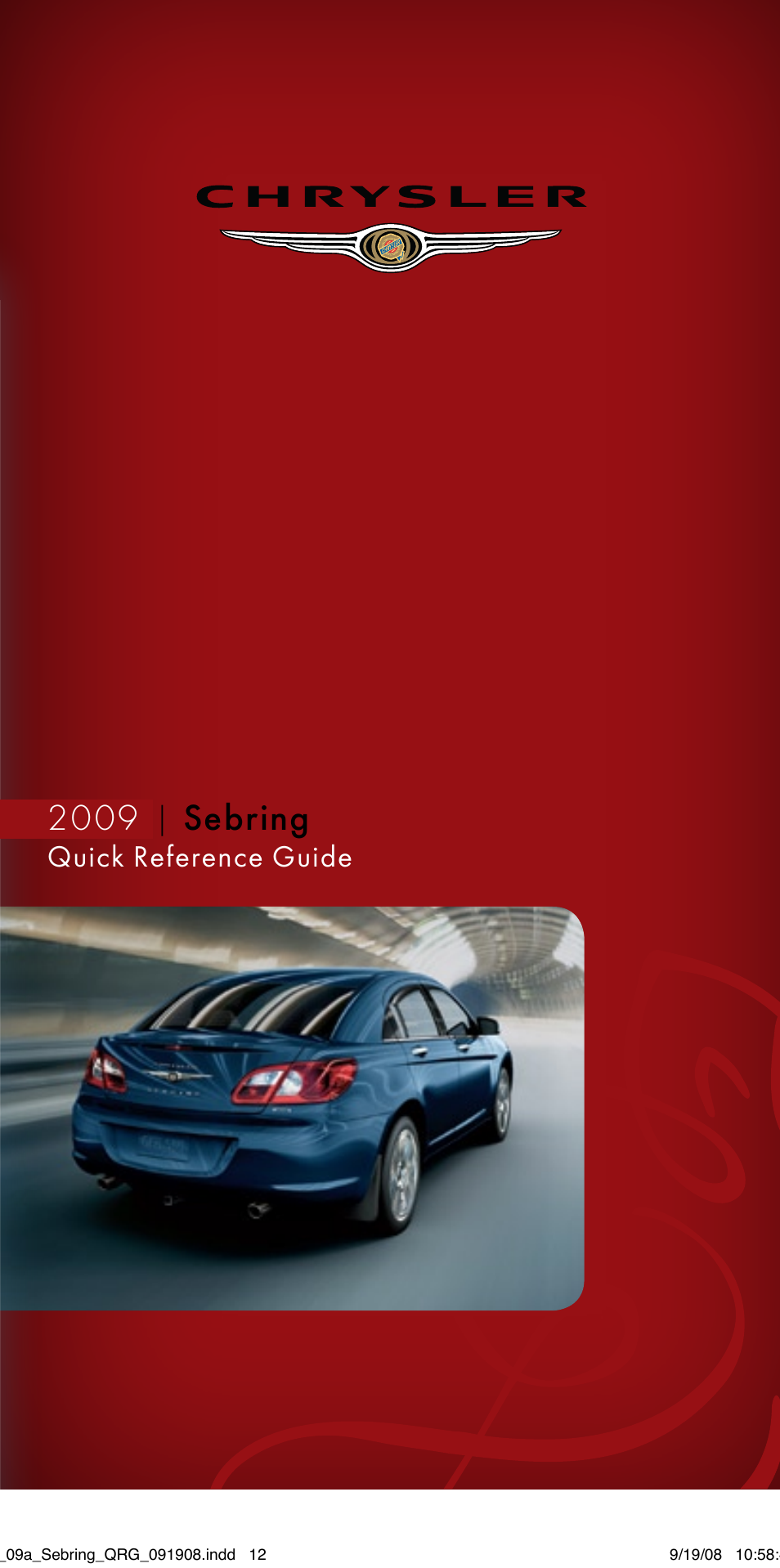 Chrysler 2009 Sebring Sedan - Quick Reference Guide User Manual | 12 pages