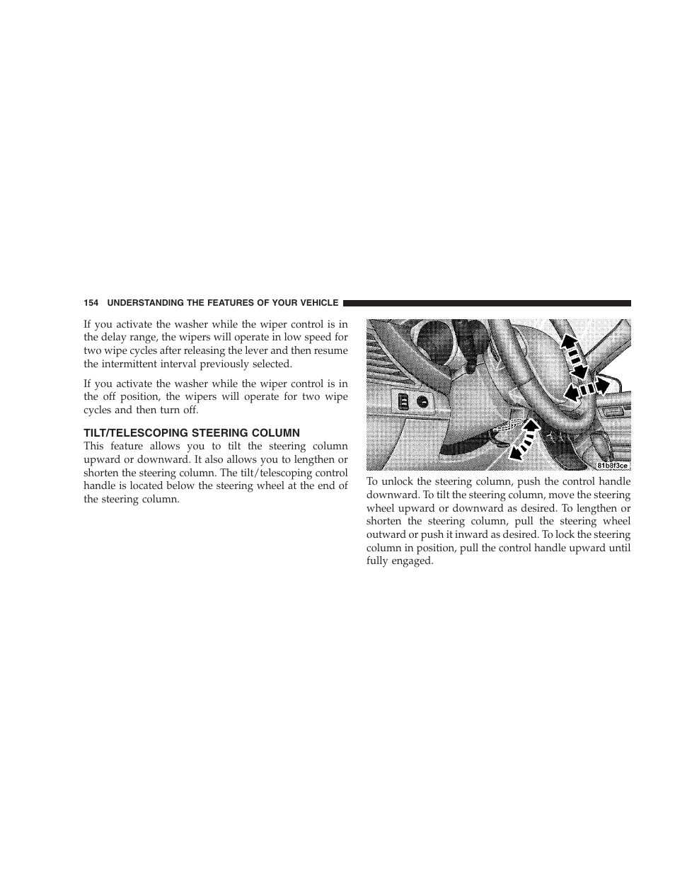 Tilt/telescoping steering column | Chrysler 2009 Sebring Convertible - Owner Manual User Manual | Page 156 / 475