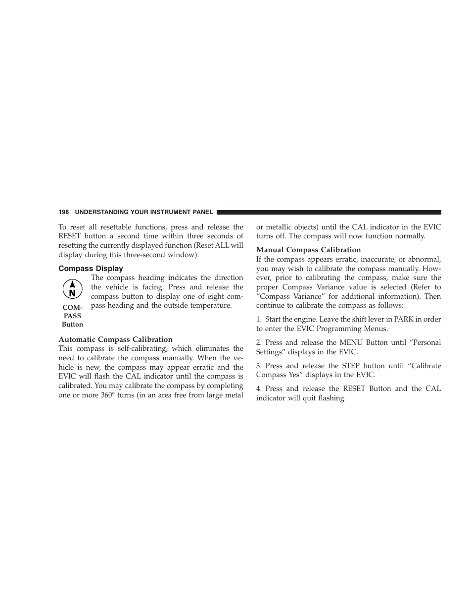 Compass display | Chrysler 2009 Sebring Convertible - Owner Manual User Manual | Page 200 / 475