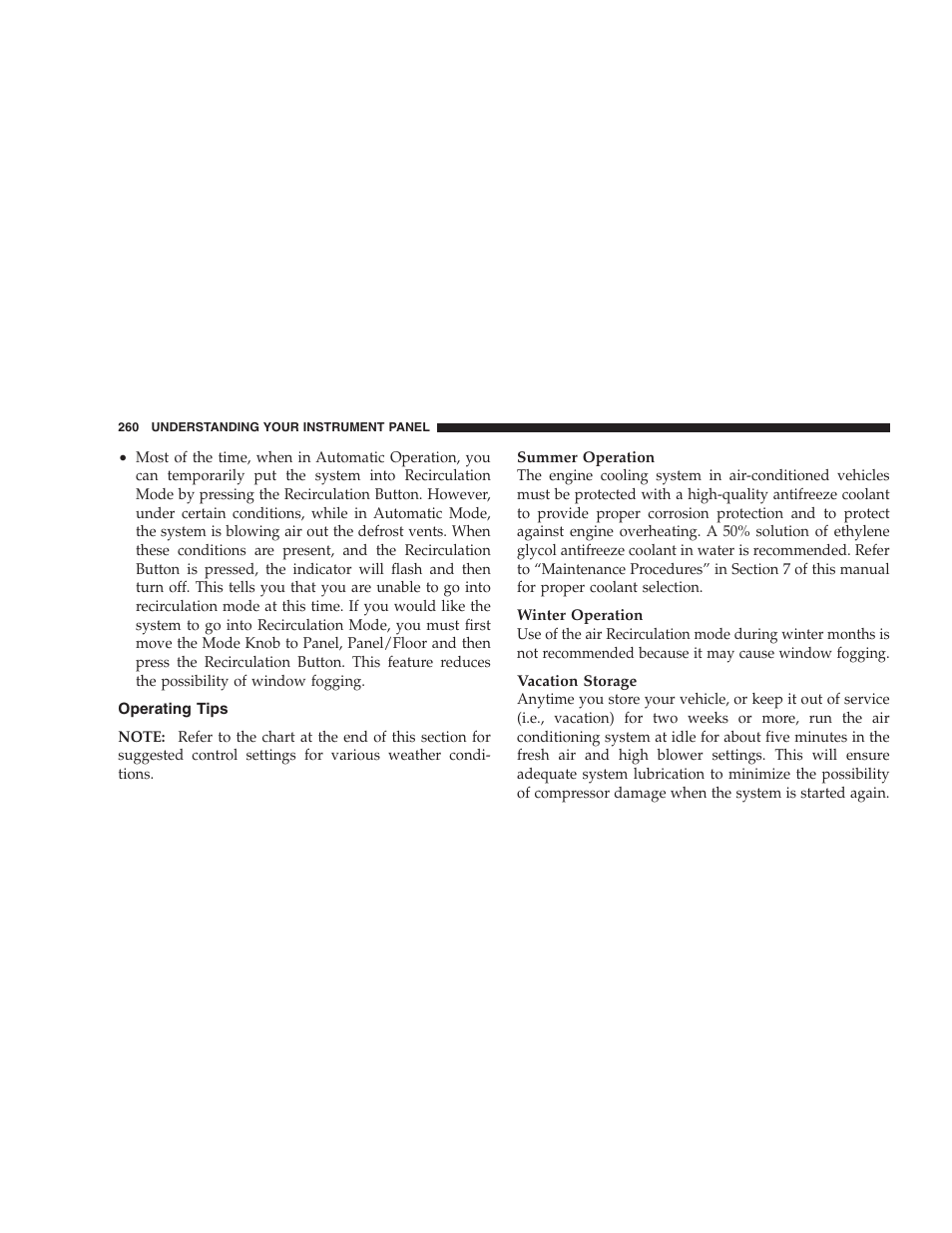Operating tips | Chrysler 2009 Sebring Convertible - Owner Manual User Manual | Page 262 / 475