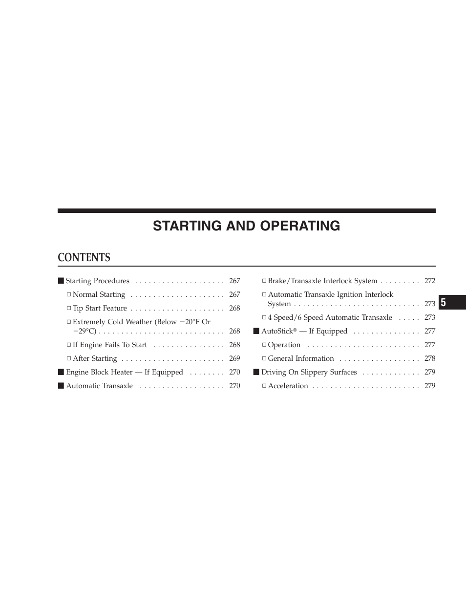 Chrysler 2009 Sebring Convertible - Owner Manual User Manual | Page 265 / 475