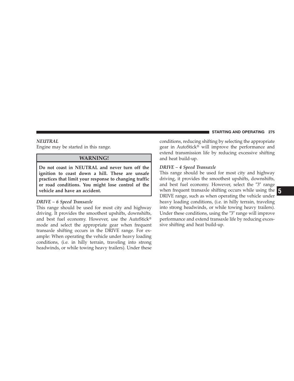 Chrysler 2009 Sebring Convertible - Owner Manual User Manual | Page 277 / 475