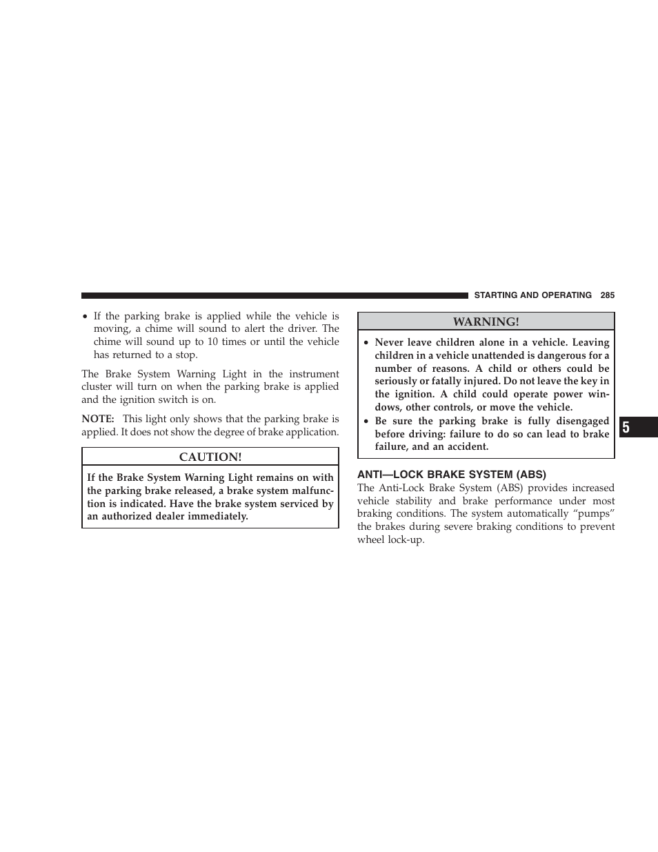 Anti-lock brake system (abs), Anti—lock brake system (abs) | Chrysler 2009 Sebring Convertible - Owner Manual User Manual | Page 287 / 475