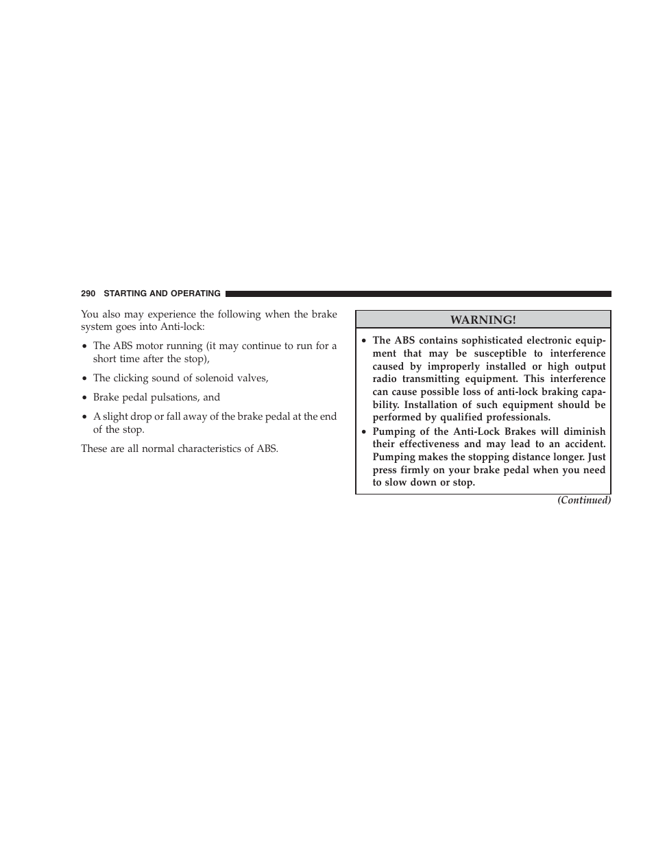 Chrysler 2009 Sebring Convertible - Owner Manual User Manual | Page 292 / 475