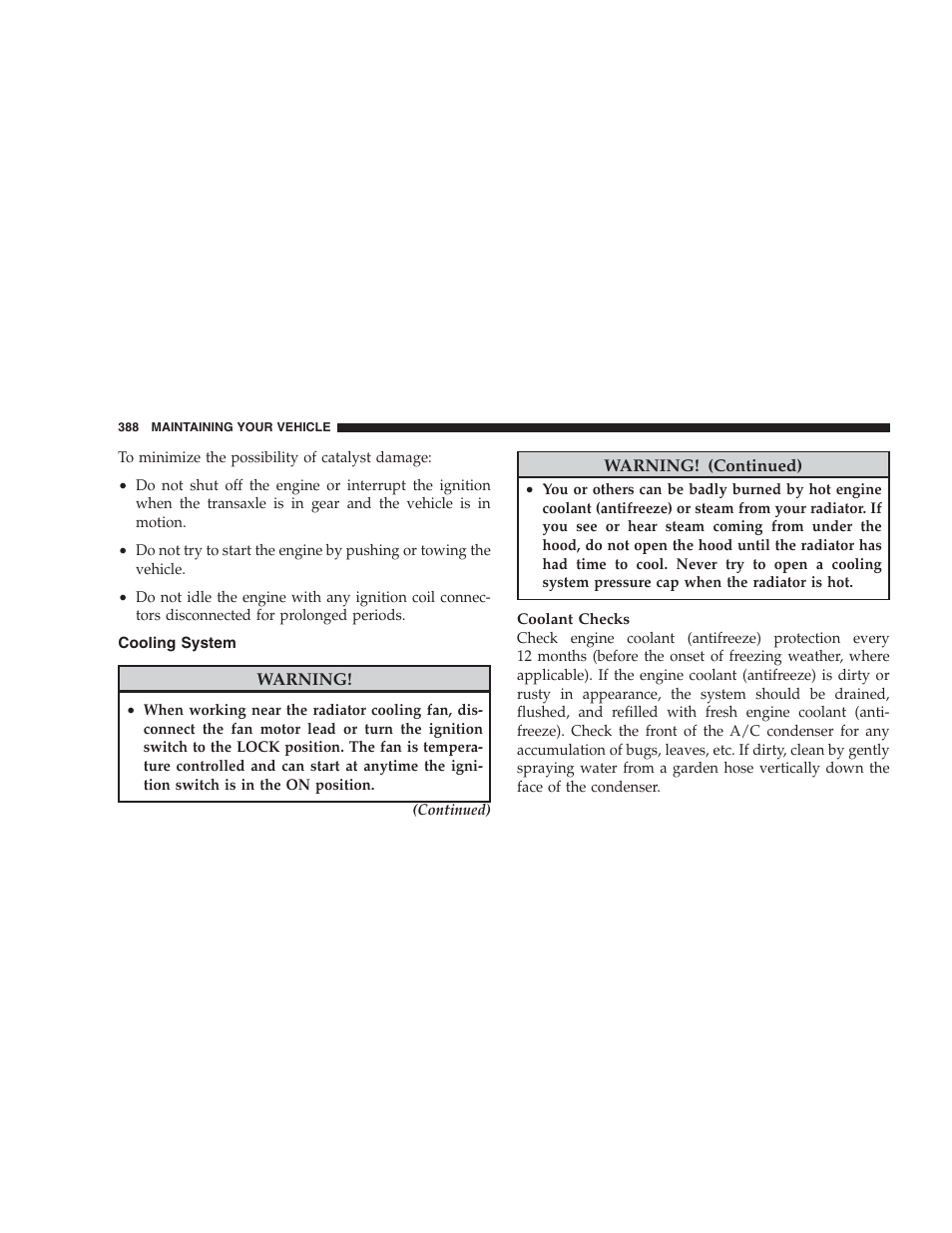 Cooling system | Chrysler 2009 Sebring Convertible - Owner Manual User Manual | Page 390 / 475