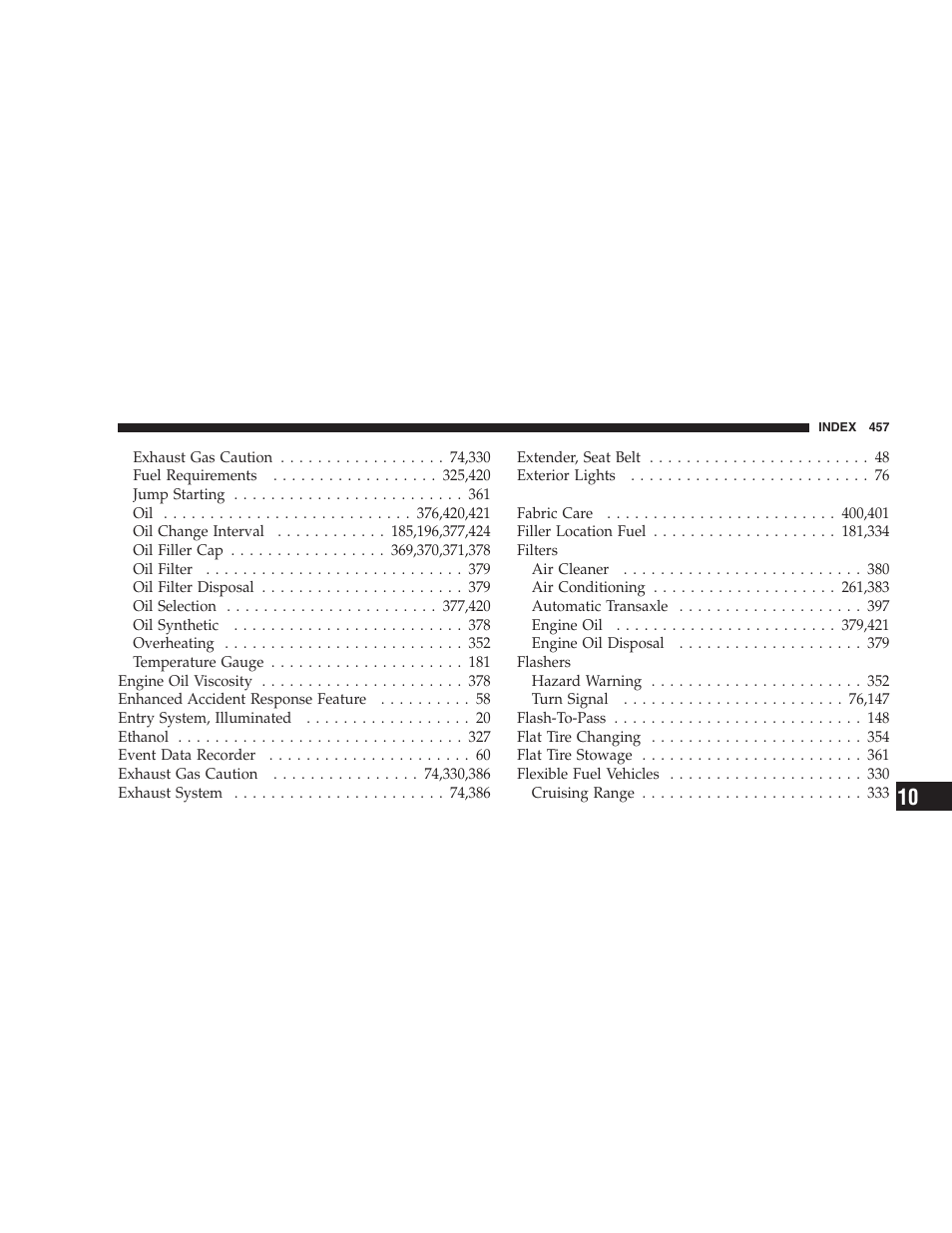 Chrysler 2009 Sebring Convertible - Owner Manual User Manual | Page 459 / 475