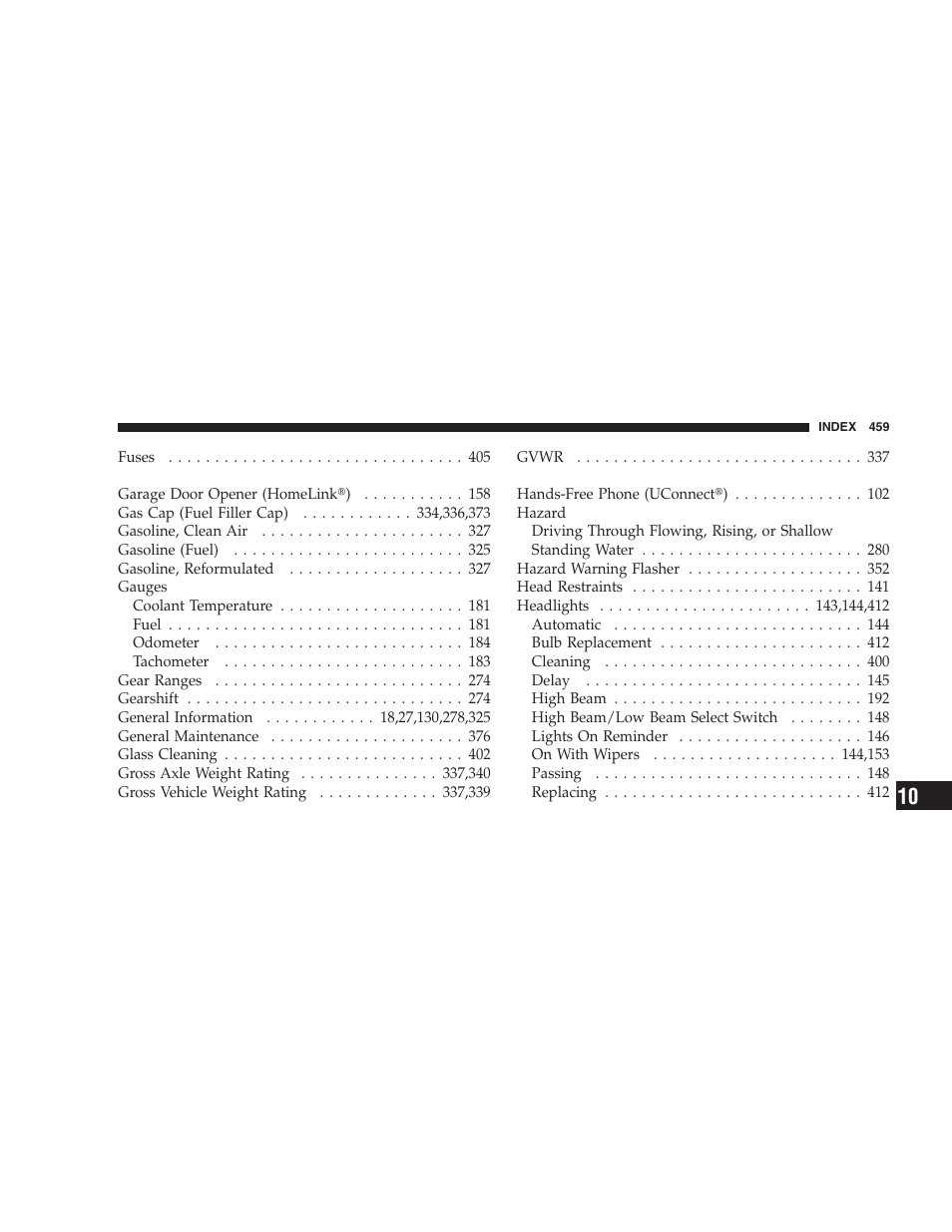 Chrysler 2009 Sebring Convertible - Owner Manual User Manual | Page 461 / 475