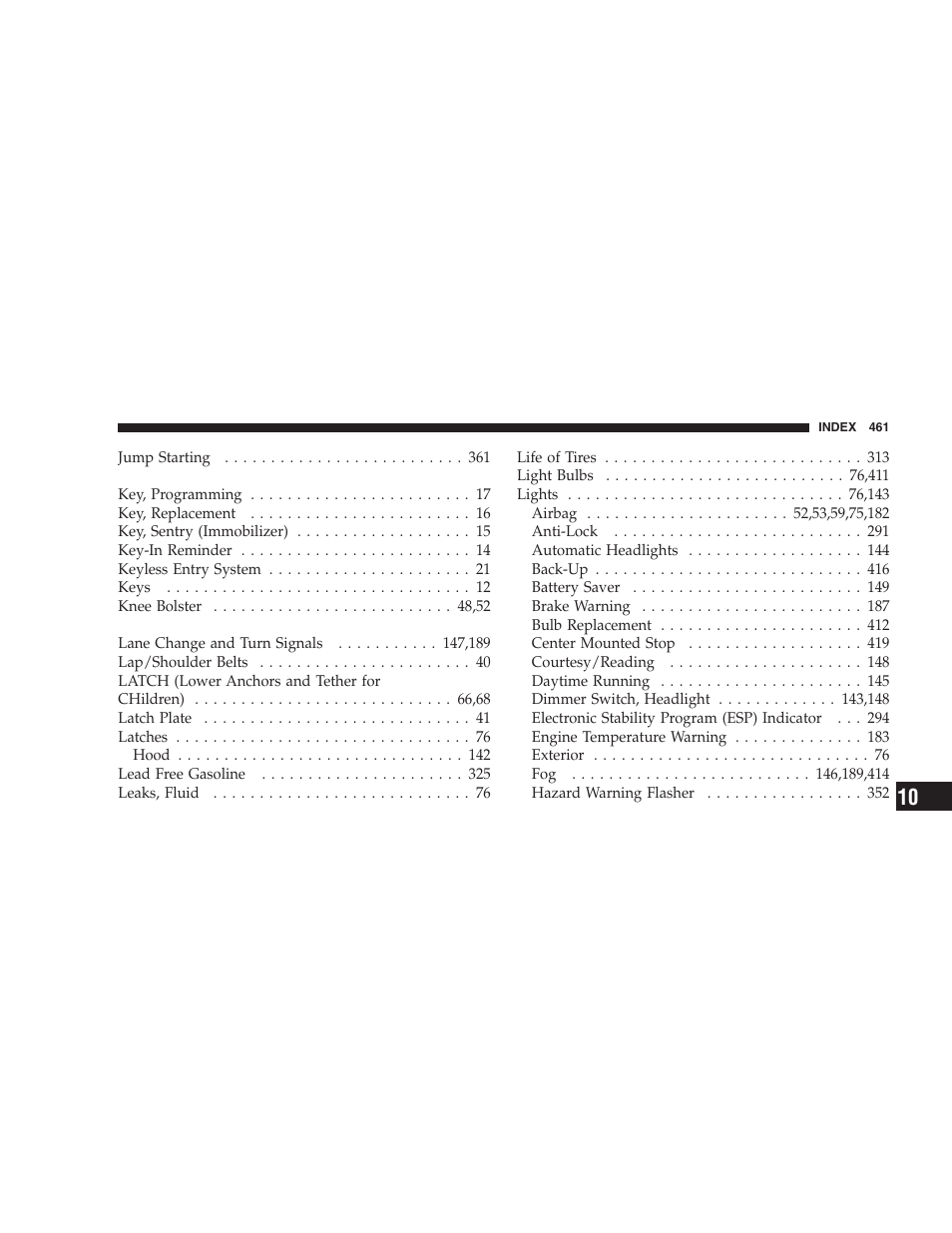 Chrysler 2009 Sebring Convertible - Owner Manual User Manual | Page 463 / 475