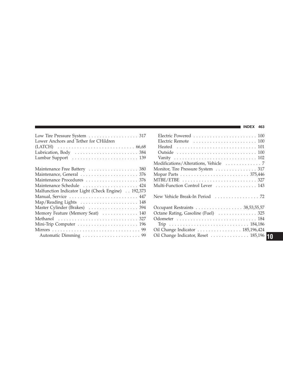 Chrysler 2009 Sebring Convertible - Owner Manual User Manual | Page 465 / 475