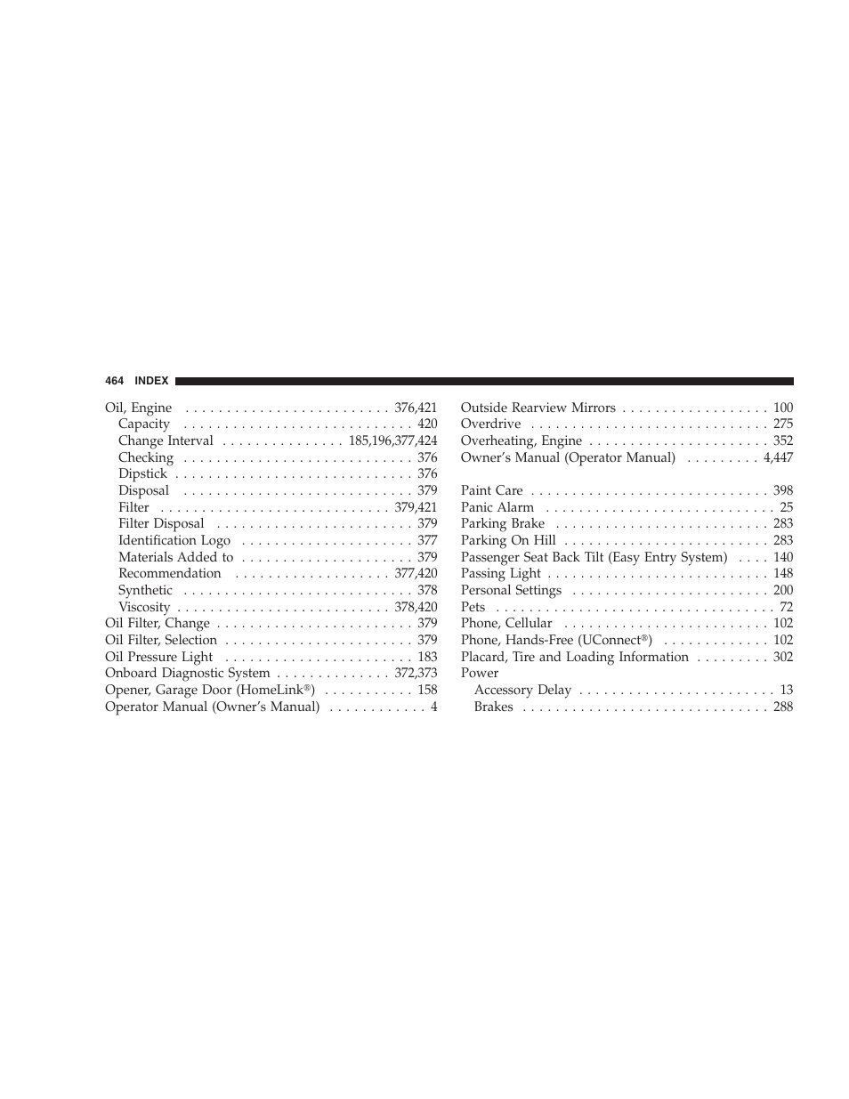 Chrysler 2009 Sebring Convertible - Owner Manual User Manual | Page 466 / 475