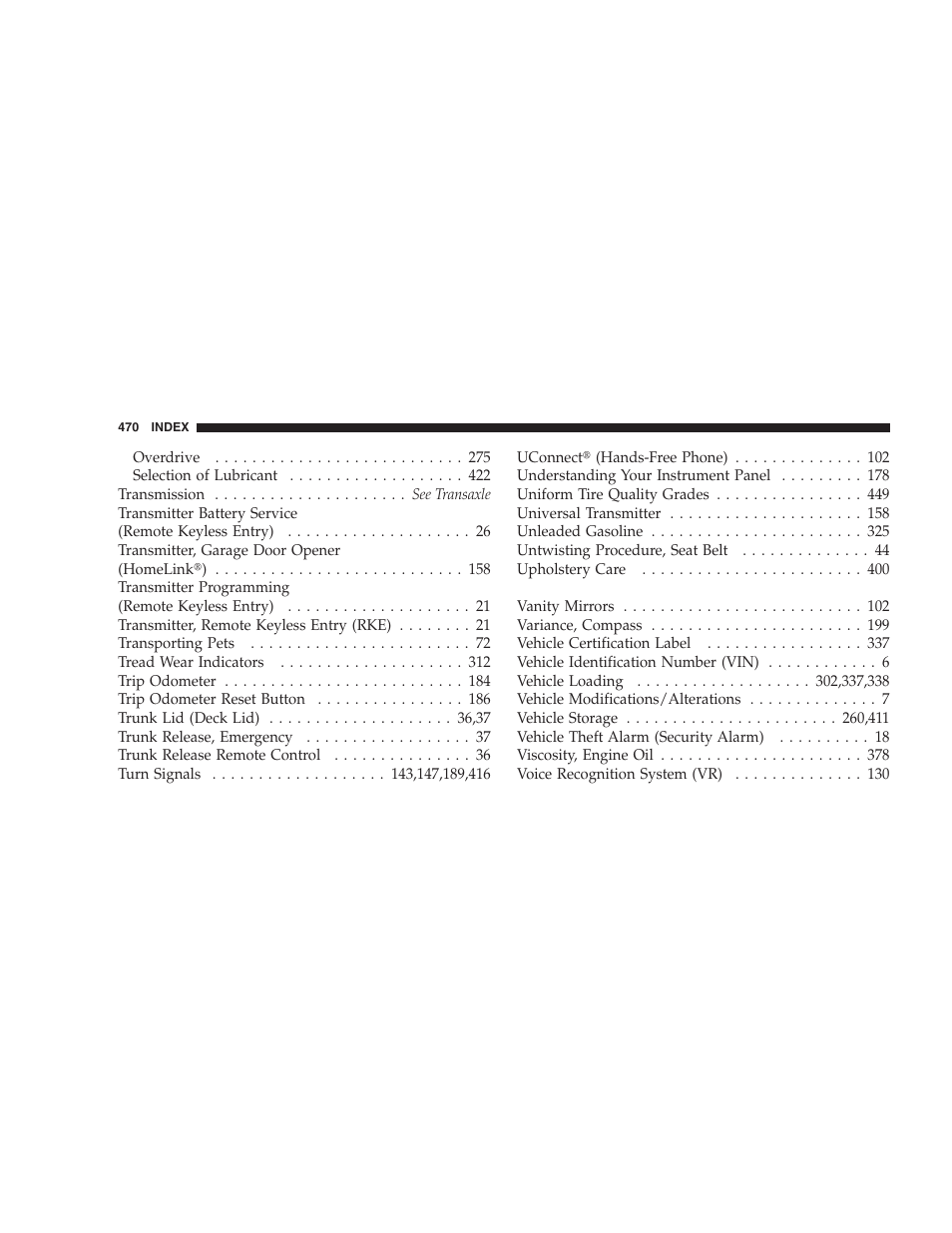 Chrysler 2009 Sebring Convertible - Owner Manual User Manual | Page 472 / 475