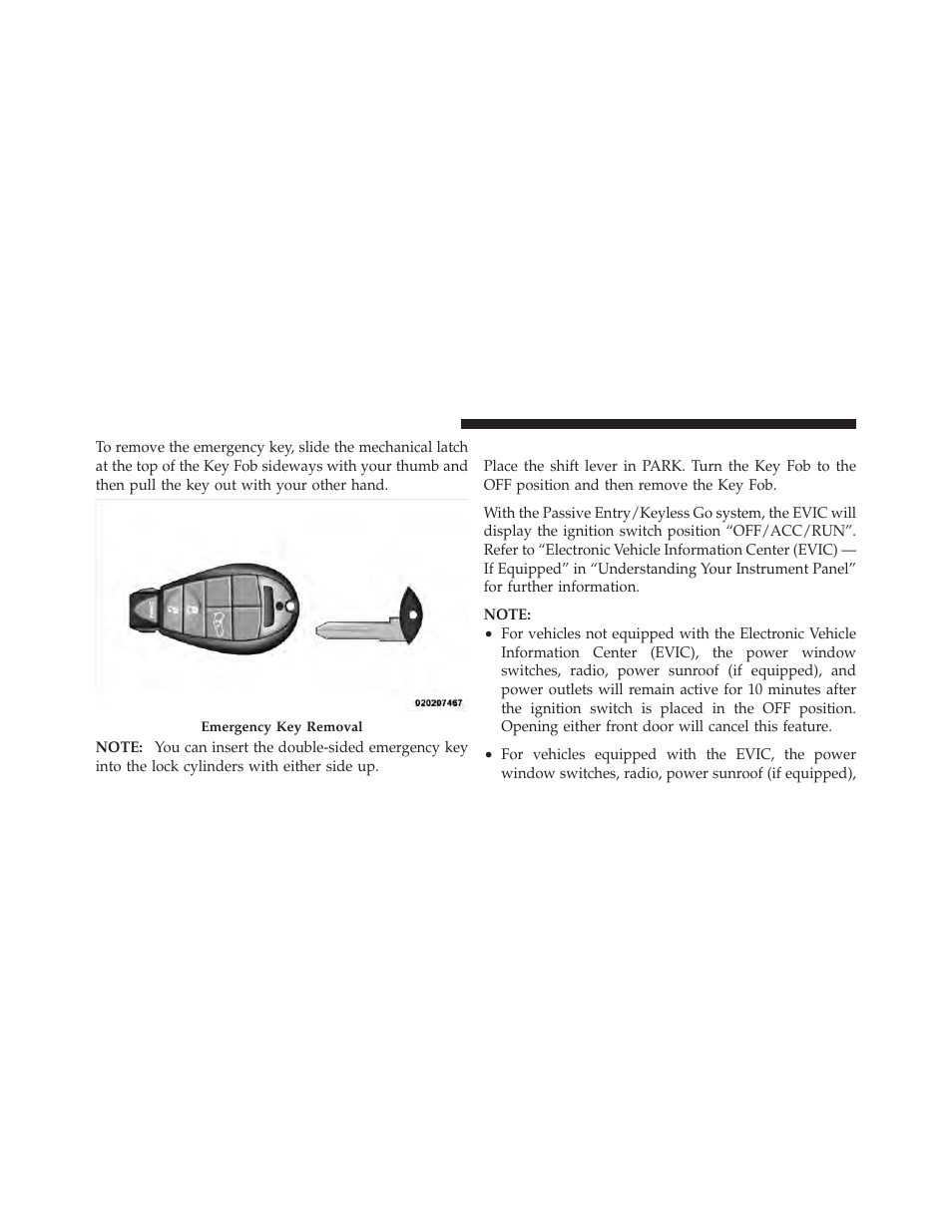 Removing key fob from ignition | Chrysler 2010 300 - Owner Manual User Manual | Page 15 / 538