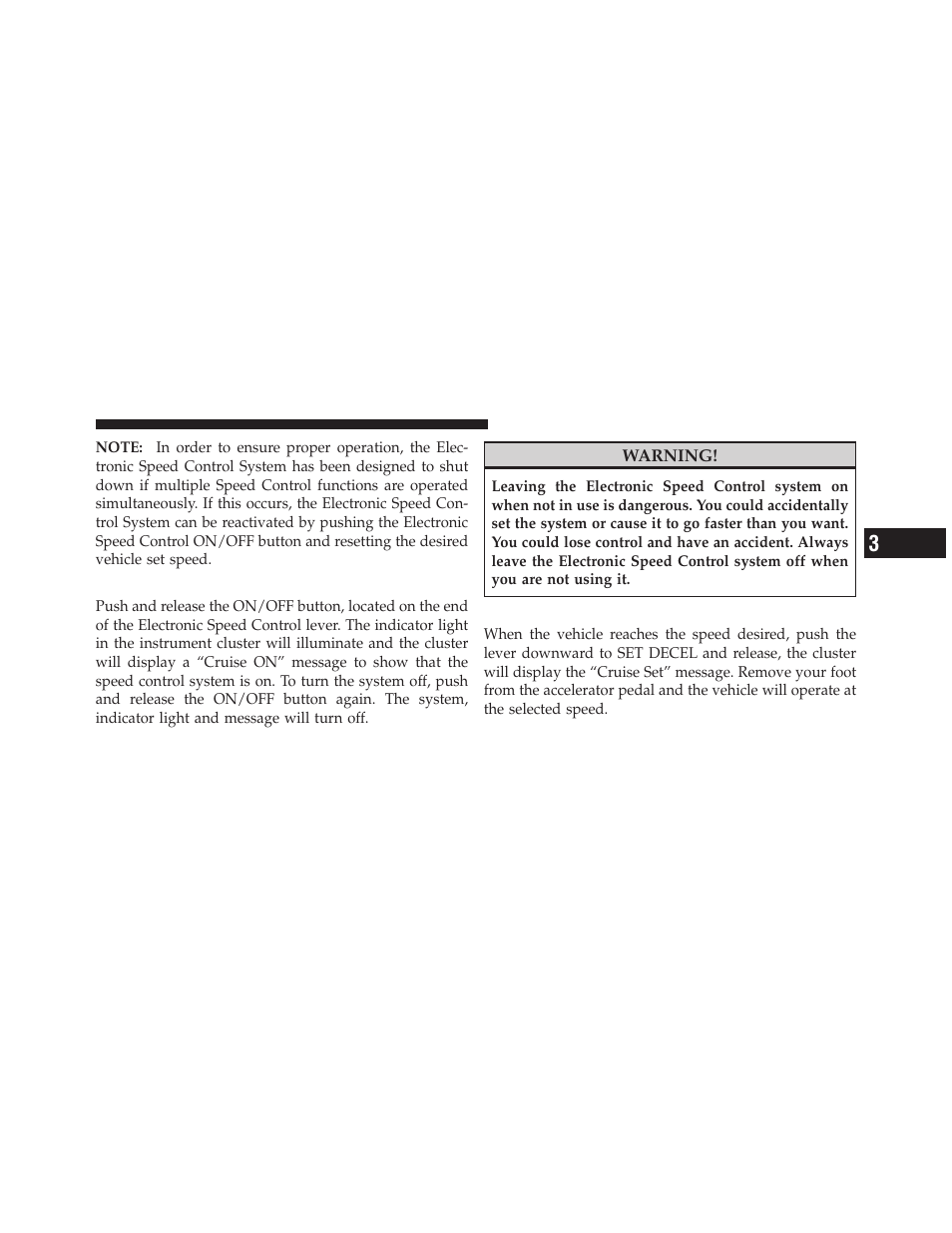 To activate, To set at a desired speed | Chrysler 2010 300 - Owner Manual User Manual | Page 160 / 538