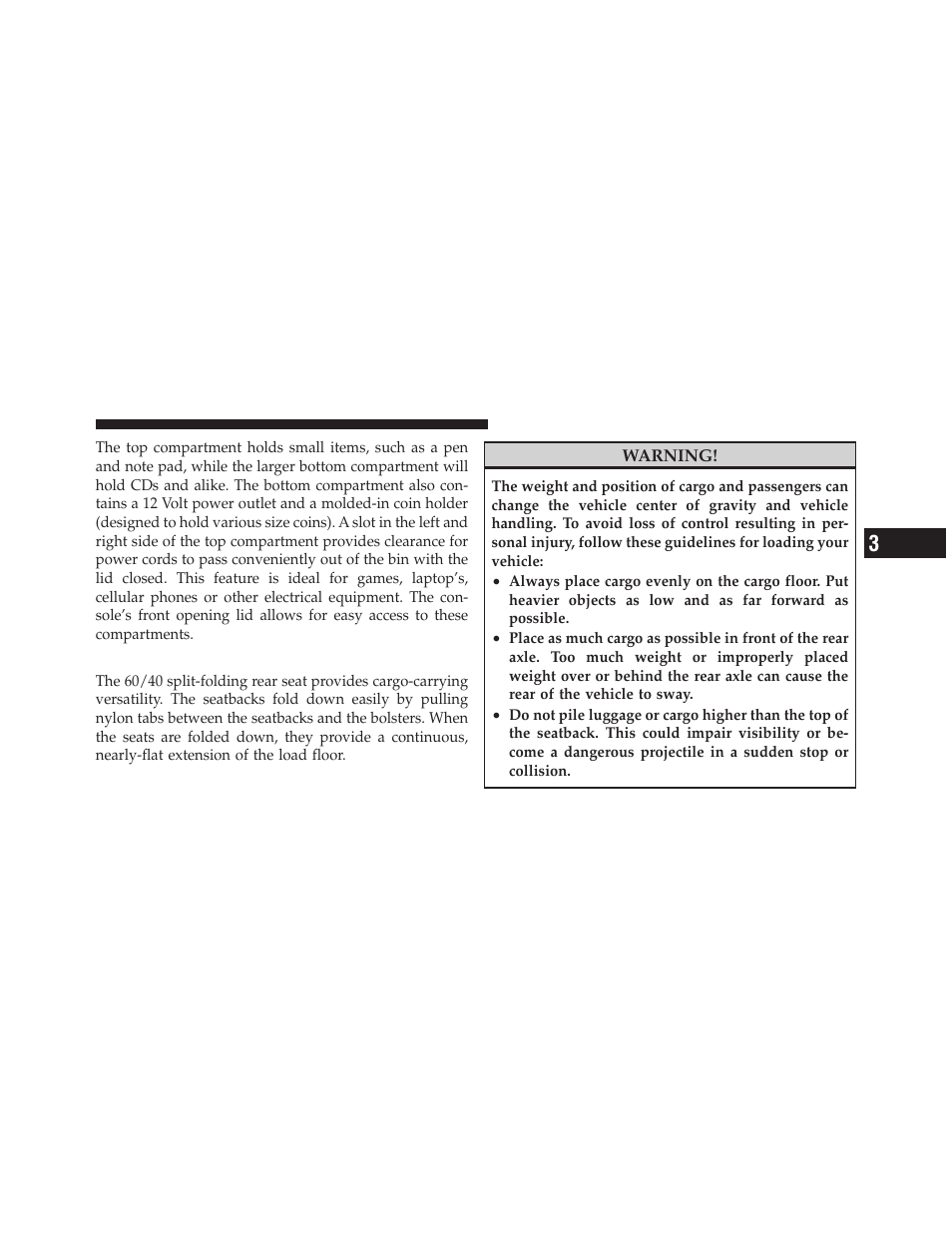 Cargo area | Chrysler 2010 300 - Owner Manual User Manual | Page 206 / 538