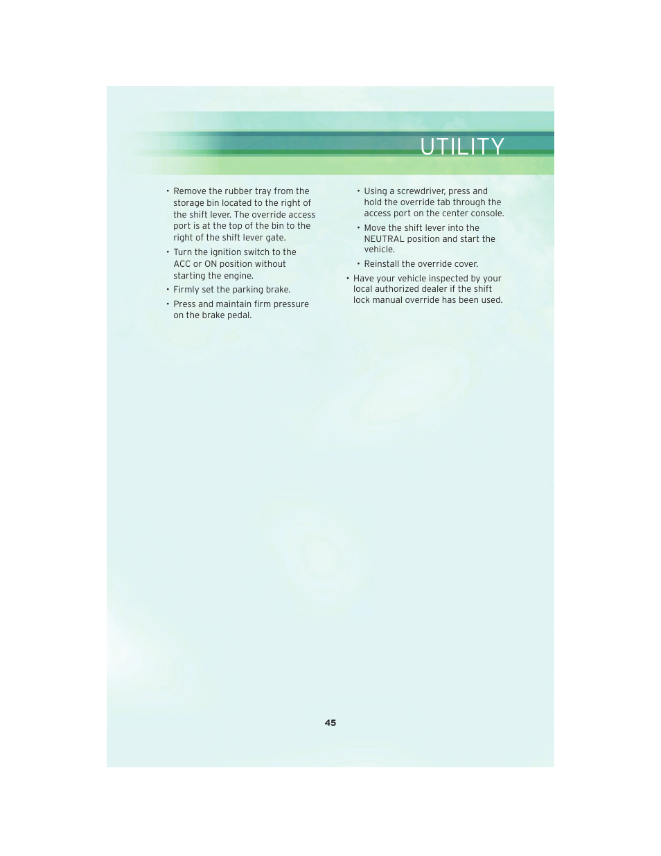 Utility | Chrysler 2010 300 SRT - User Guide User Manual | Page 47 / 88